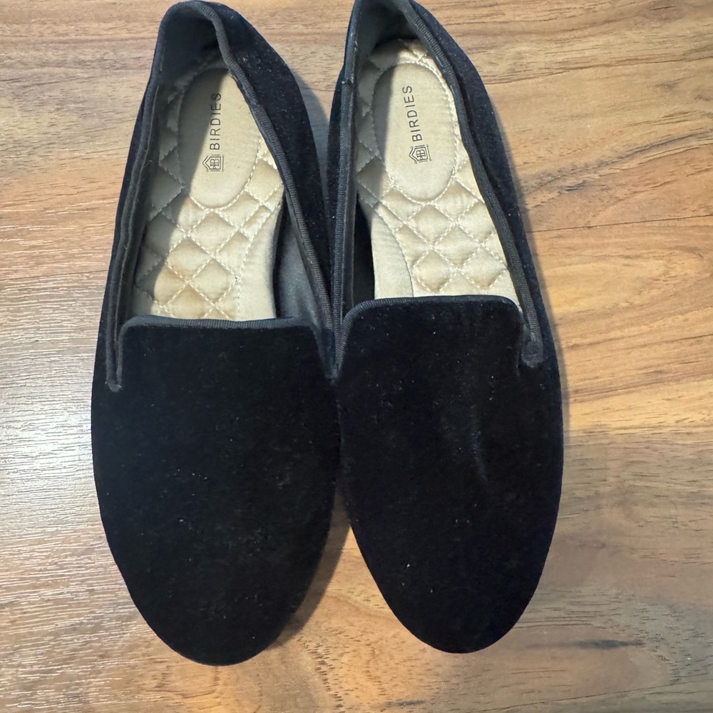 Birdies Luxe Black Velvet Flats Sz 7 Excellent Condition